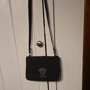 Versace Parfums Black Crossbody Bag - Gold Medusa Logo